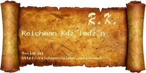 Reichman Kálmán névjegykártya
